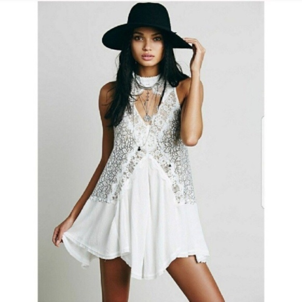 Free People White Lace Tunic